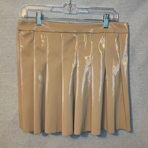 Urban‎ Romantics Womens Mini Skirt Large Polyester Beige Pleated Sexy City Y2K